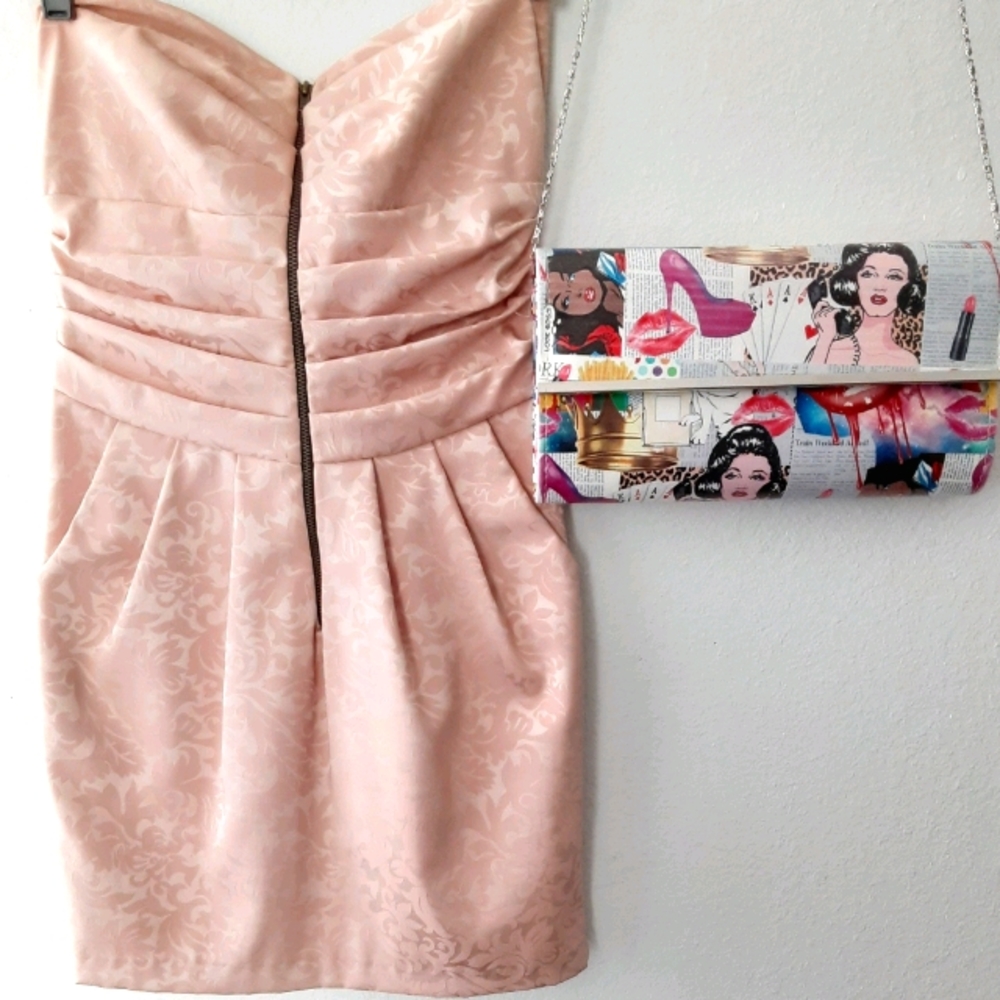 MYSTIC. Blush Pink Strapless Cocktail Mini Dress